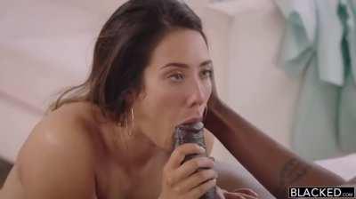 Eva Lovia gagging on Jason Brown’s huge cock