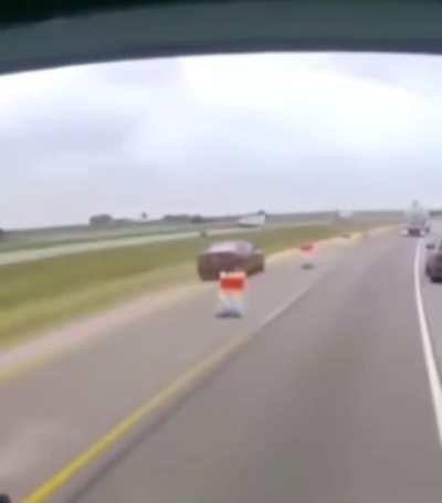 Trucker doesn’t move for car he thinks will cut him off.