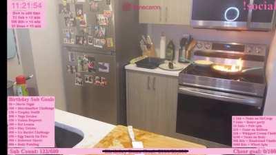 Woman nearly burns her kitchen down