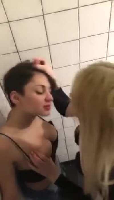 Two Girls at Toilet have Fun again