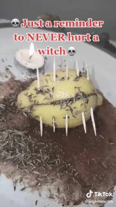 Don't upset the witch or she will steal your lemon and... cum on it? The whore