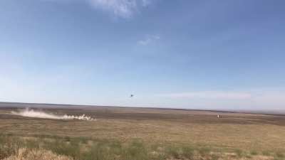 Another video of an A-10 flyover, this time with live ammo strafing. 