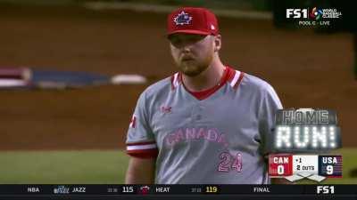 Mike Trout golfs a 3-Run HR to deep left-center field to put the US up 9-0 in the FIRST