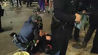 LAPD arrest flaming deodorant man while pushing back antifa - L.A. 24th June