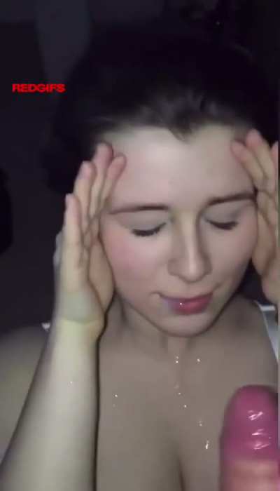 Looks like she is taking shots on face for the first time