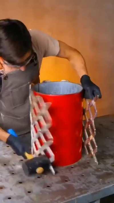 Making a garbage can from scrap metal