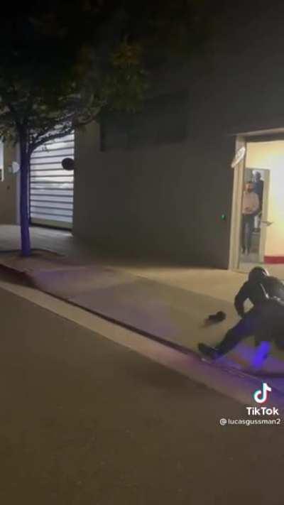 Guy steals a car drunk & cop tells him to get on the ground nicely & ….