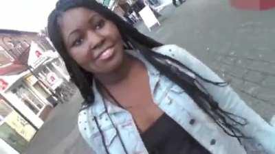 Applying makeup for her walk