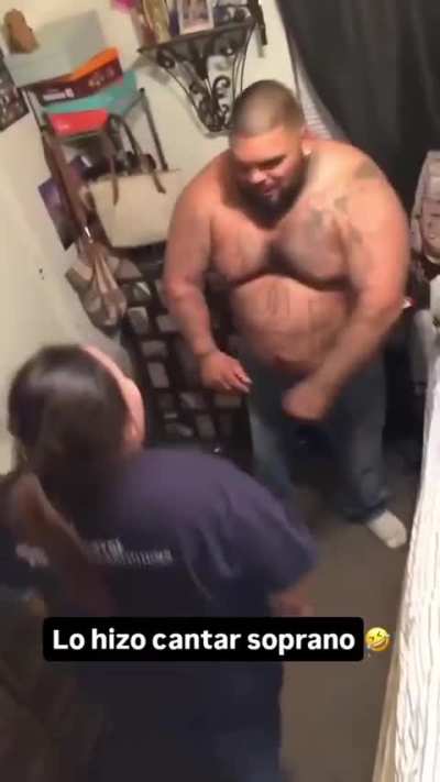 she made him sing soprano with that grab