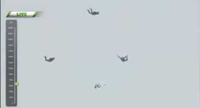 That time Luke Aikins jumped from 25,000 feet (7,620 m), skydiving from a mid-tropospheric altitude and landing safely without a parachute or a wingsuit using a 30 by 30 meters net