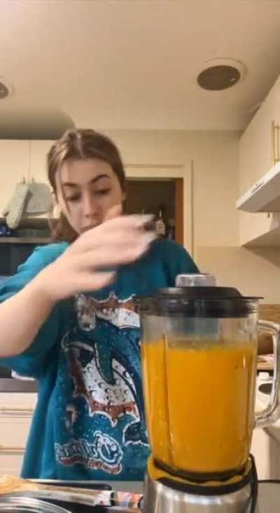 Either she overfilled or blender breaks at perfect time