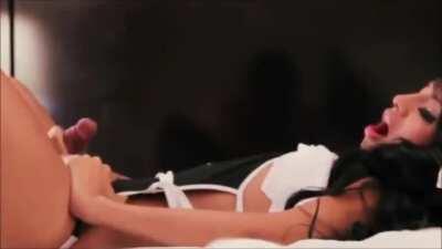 (T) Tgirl shooting cum over herself