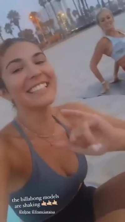 Cathy Kelley Doing Yoga at the beach
