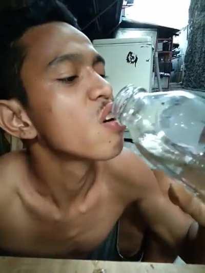 Drinking water filled with mosquito wigglers.