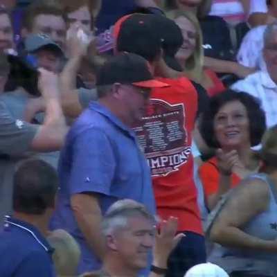 When you bring a giant glove to the game and still miss the foul ball