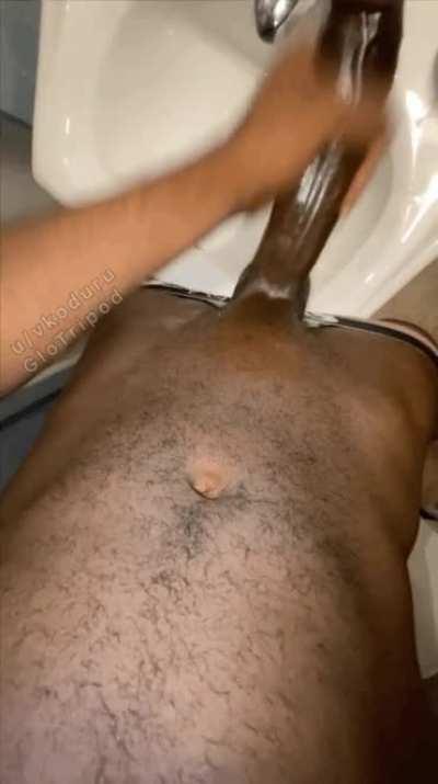 Stroked a big black pipe before?