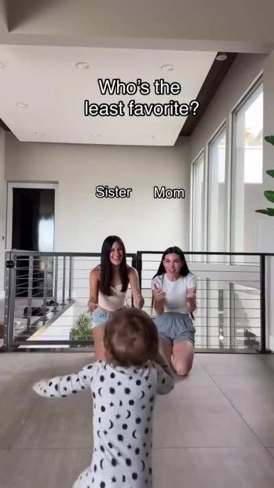 Toddler chooses favorite family members from most to least.