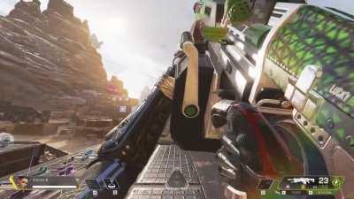 So I found a weird glitch messing around today in the firing range and single tapping the devotion so I switched to loba for research purposes and died laughing