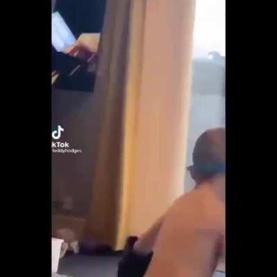 He thinks he's Superman or something:)