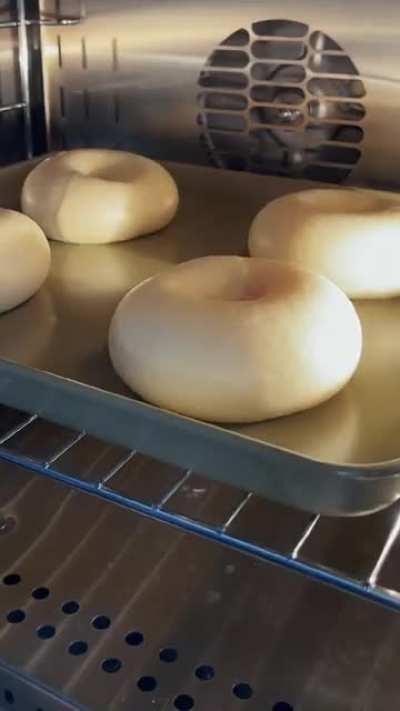 Watching the bread and cakes puffing up in the oven