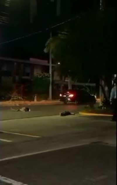 Drunk driver in the middle of the road charges at a car and is killed