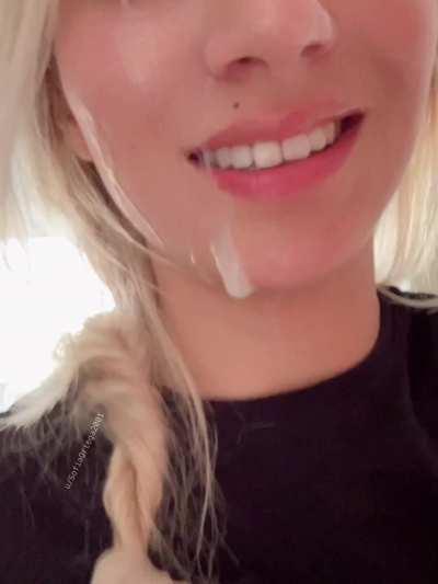 Guess where I'm going to show off with all this cum on my face 