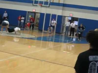 Competitors in wheel barrow race use Experimental Technique mid match UTTERLY MOGGING the other competitors , Crowd Loses they're shit and freaks out.