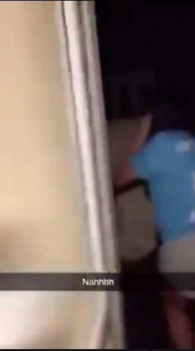 Climbing into a washing machine 