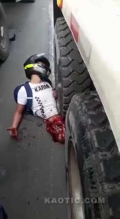 Man got sliced in half in motorcycle accident.