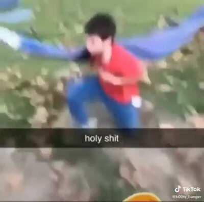 The kid doing the Heimlich maneuver just tops it off