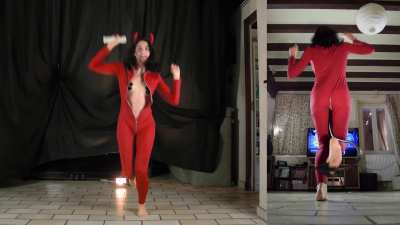 Casualy dancing with a super long plug tail up my butt