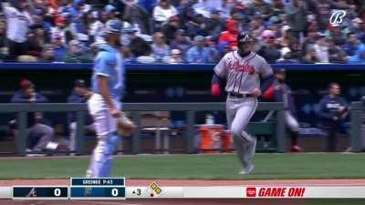 [Highlight] [Highlight] Matt Olson hits a triple when Edward Olivares lets the ball get past him.