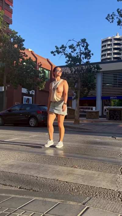 Crossing the street to get to work.