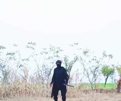 Ninja skills! He is the fastest swordsman!