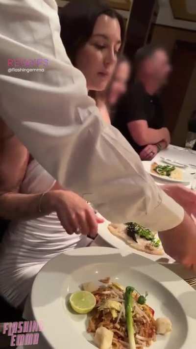 My friends dared me to have a nip slip while the server delivered my food