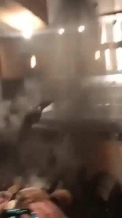 Lighting a fire in the kitchen