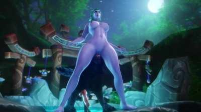 Tyrande getting licked by her dog (noname55)