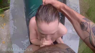 Mia Malkova outdoor blowjob