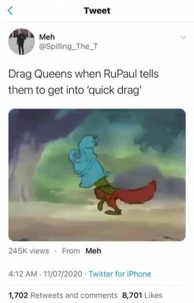 Drag Queens when RuPaul tells them to get into ‘quick drag’