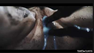 Tentacle monster nutting all her holes 