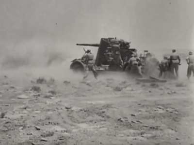 19. Flak-Division 88mm Flak battery engaging British armor in North Africa in 1942