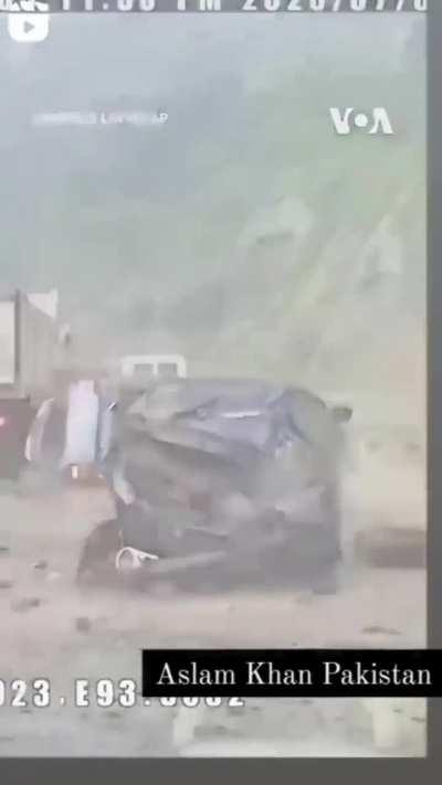 Falling rocks from a landslide 