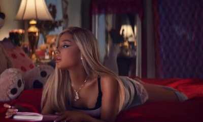 Glossy lips, sexy legs in the air, ass and tits present for us, a true slut