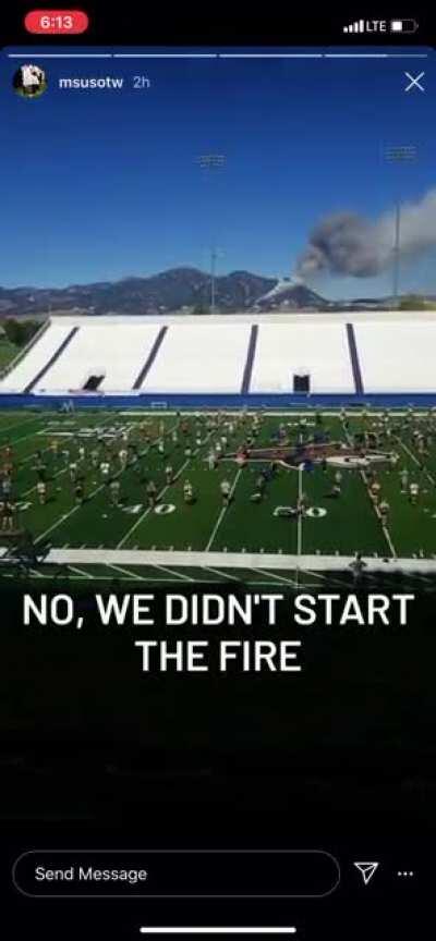 A forest fire started right behind us towards the end of rehearsal, so of course we had to play “We Didn’t Start the Fire”