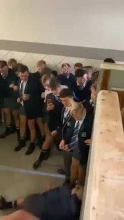 Controlled school fight last year. They brought a bunch of friends to make sure they don't murder eachother. In South Africa. Check my most recent post for the second angle.