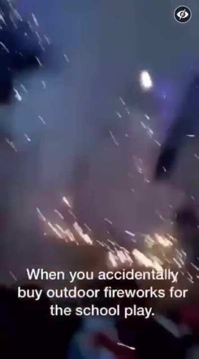 Setting off outdoor fireworks in a school.