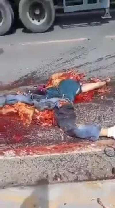 A motorcycle driver was ran over by a 10-wheeler truck while crossing the Marcelo Fernan Bridge at 1:25 PM today.