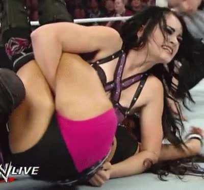 Paige showing off AJ's ass and legs