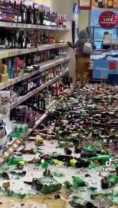 Pathetic Man Destroys Entire Wine Section In Retail Store