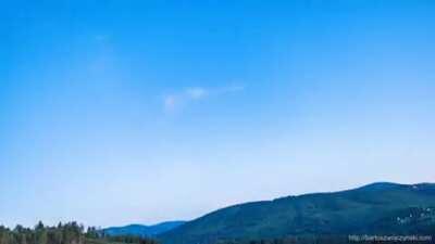 Day to night time timelapse of the sky. 5 hours of Earth's rotation